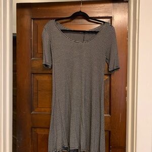 Heart Hips Black and White Striped Slinky Mini Dress